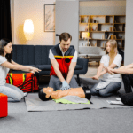 Participants receiving first aid training at NSTA Sydney near Penrith